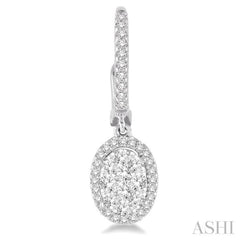 3/4 Ctw Oval Shape Diamond Lovebright Earrings in 14K White Gold