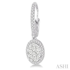 3/4 Ctw Oval Shape Diamond Lovebright Earrings in 14K White Gold
