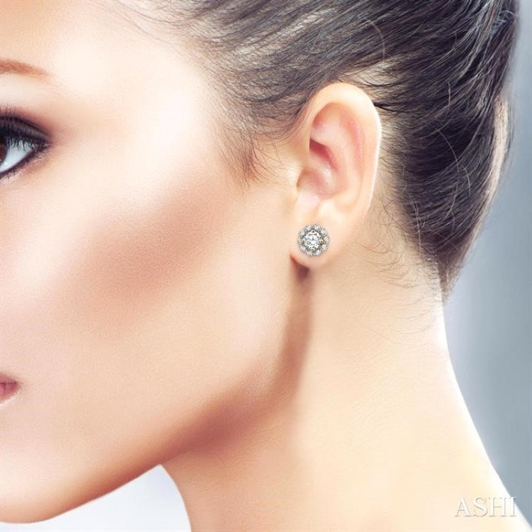 3/4 Ctw Round Cut Diamond Earring Jacket in 14K Yellow Gold