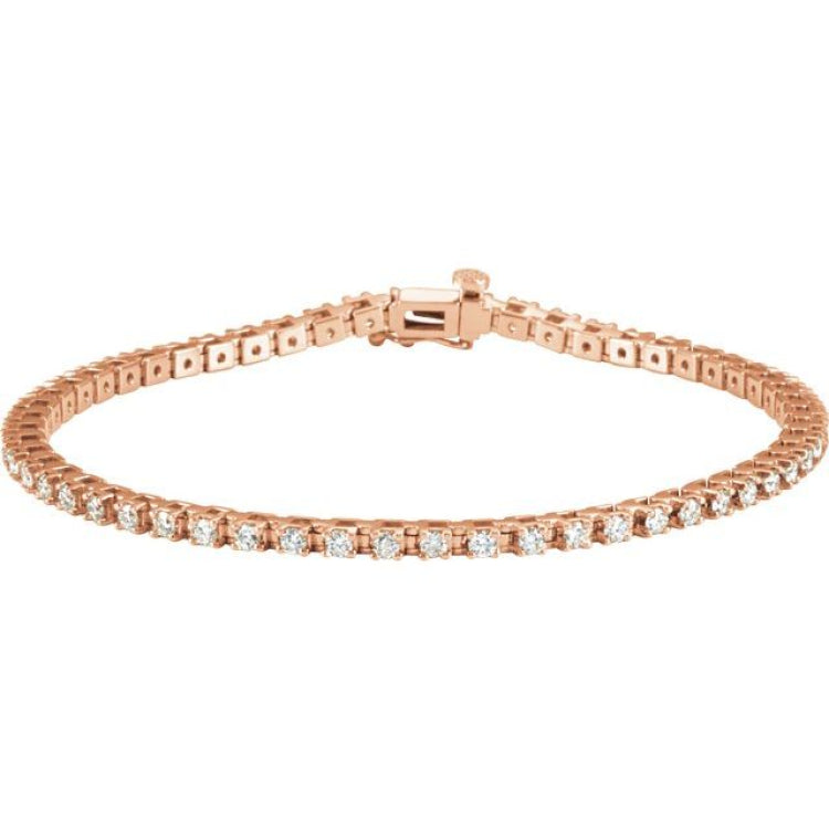 14K Rose Gold 2 1/4 CTW Natural Diamond Line 7 1/4" Bracelet