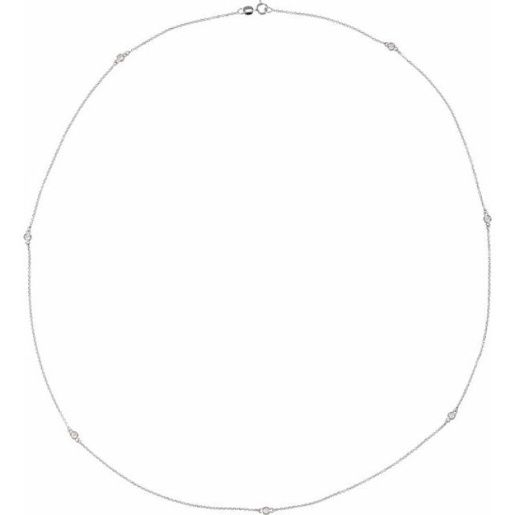 14K White Gold 1/4 CTW Natural Diamond 7-Station 24" Necklace