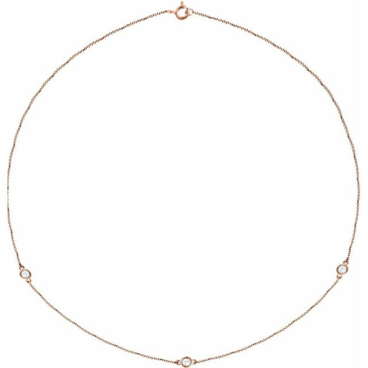 14K Rose Gold 1/3 CTW Natural Diamond 3-Station 18" Necklace