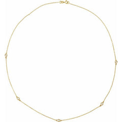 14K Yellow Gold 1 CTW Natural Diamond 5-Station 18" Necklace