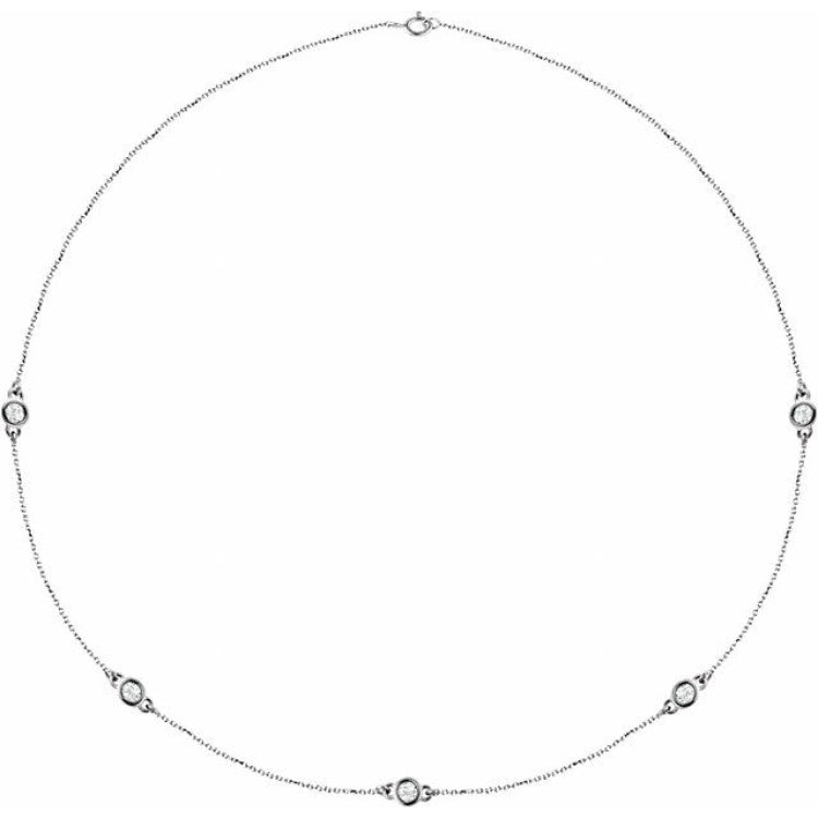 14K White Gold 1 CTW Natural Diamond 5-Station 18" Necklace