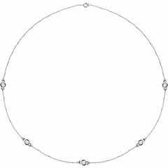 14K White Gold 1 CTW Natural Diamond 5-Station 18" Necklace