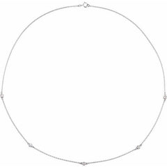14K White Gold 1 CTW Natural Diamond 5-Station 18" Necklace