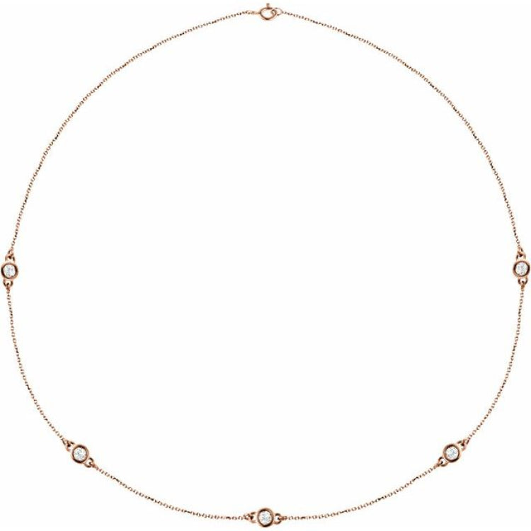 14K Rose Gold 1 CTW Natural Diamond 5-Station 18" Necklace