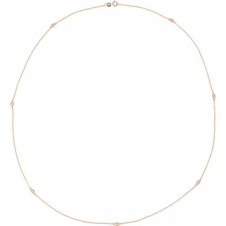 14K Rose Gold 1 3/4 CTW Natural Diamond 7-Station 24" Necklace