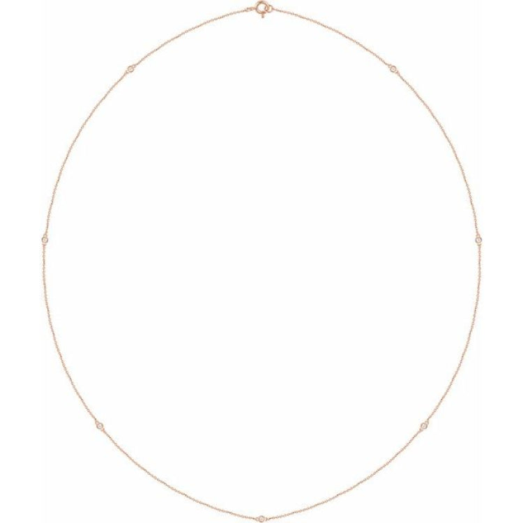 14K Rose Gold 1/4 CTW Natural Diamond 7-Station 24" Necklace