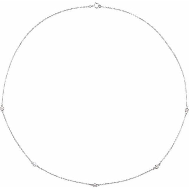 Sterling Silver 1 CTW Natural Diamond 5-Station 18" Necklace
