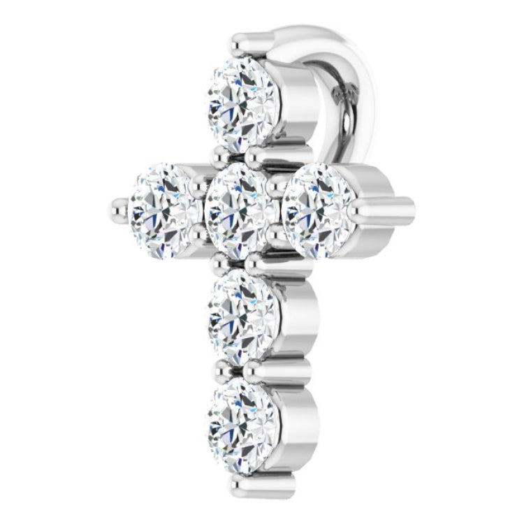 14K White Gold 1/6 CTW Natural Diamond Cross Pendant