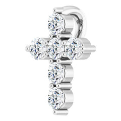 14K White Gold 1/6 CTW Natural Diamond Cross Pendant