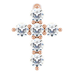 14K Rose Gold 1/6 CTW Natural Diamond Cross Pendant