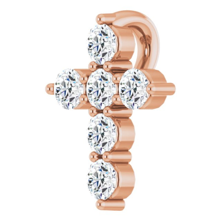 14K Rose Gold 1/6 CTW Natural Diamond Cross Pendant
