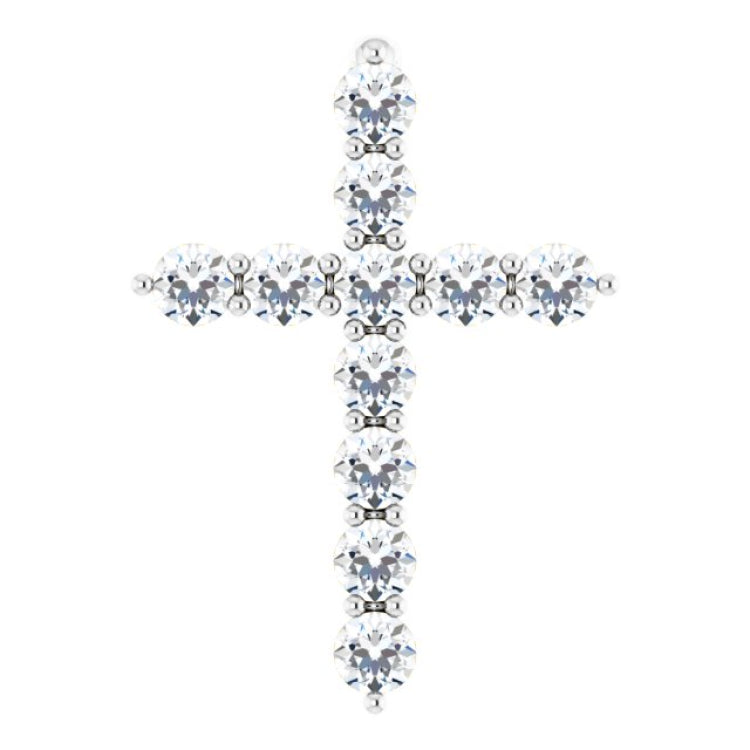 14K White Gold 1/4 CTW Natural Diamond Cross Pendant