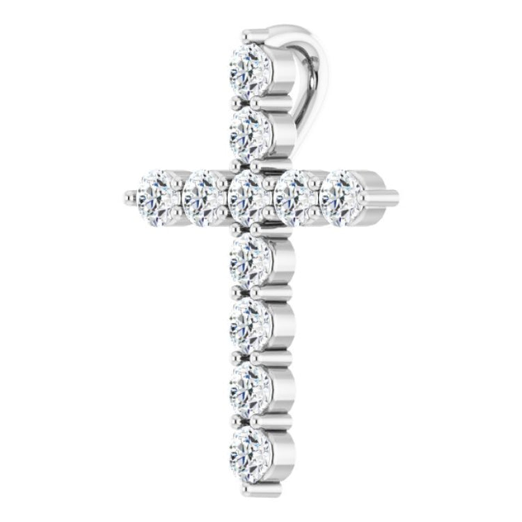 Sterling Silver 1/4 CTW Natural Diamond Cross Pendant