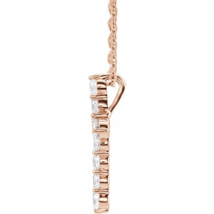 14K Rose Gold 1/4 CTW Natural Diamond Cross 16-18" Necklace
