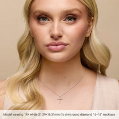14K Rose Gold Natural Multi-Gemstone & .03 CT Natural Diamond Cross 16-18" Necklace