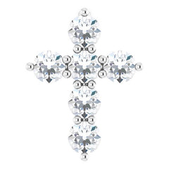 14K White Gold 1/4 CTW Natural Diamond Cross Pendant