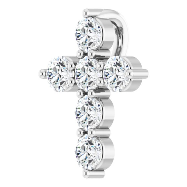 14K White Gold 1/4 CTW Natural Diamond Cross Pendant