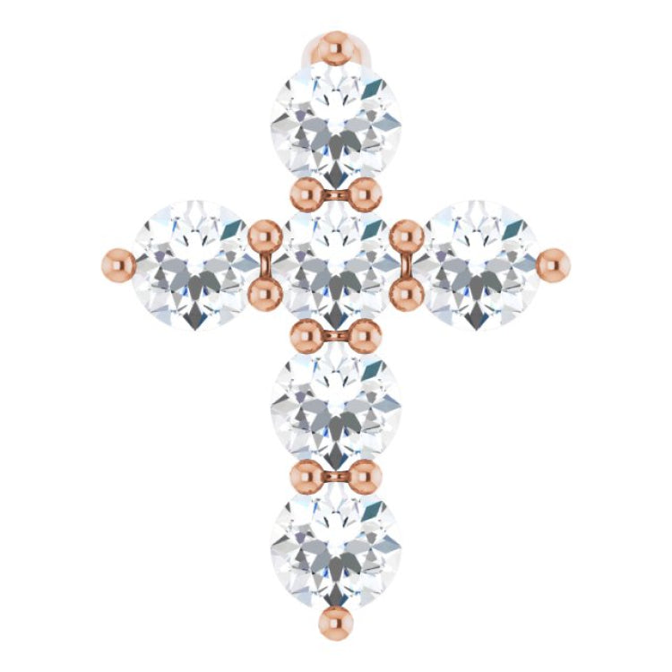 14K Rose Gold 1/4 CTW Natural Diamond Cross Pendant