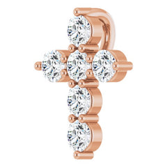 14K Rose Gold 1/4 CTW Natural Diamond Cross Pendant