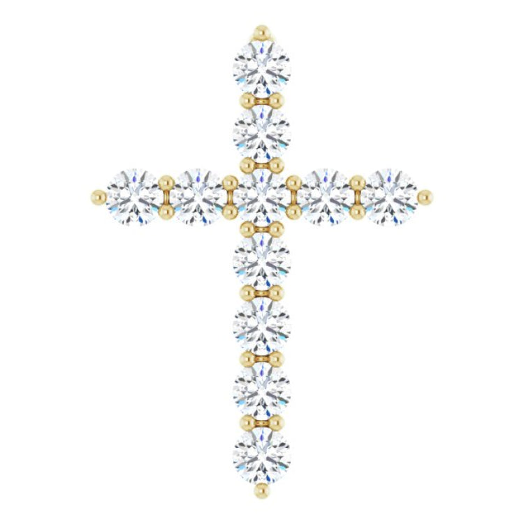 14K Yellow Gold 3/8 CTW Natural Diamond Cross Pendant