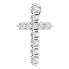 Sterling Silver 3/8 CTW Natural Diamond Cross Pendant