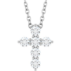 Platinum 1/4 CTW Natural Diamond Cross 16-18" Necklace