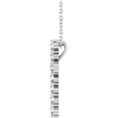 14K White Gold 3/8 CTW Natural Diamond Cross 16-18" Necklace