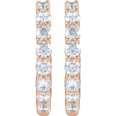 14K Rose Gold 2 CTW Lab-Grown Diamond Inside-Outside Hinged 20 mm Hoop Earrings