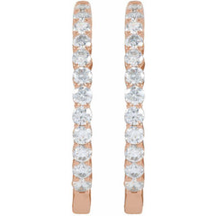 14K Rose Gold 3 CTW Lab-Grown Diamond Inside-Outside Hinged 30 mm Hoop Earrings