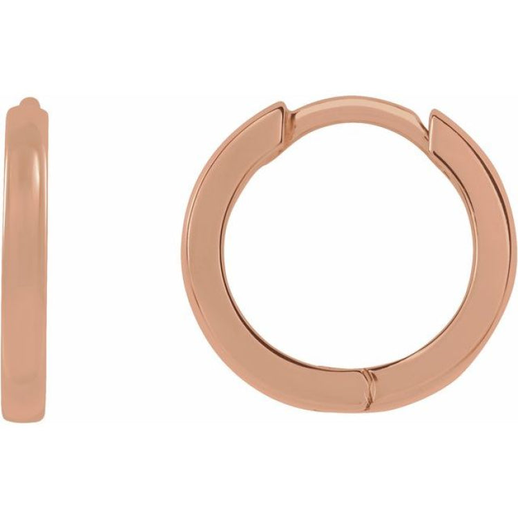 14K Rose Gold Hinged 10 mm Hoop Earring