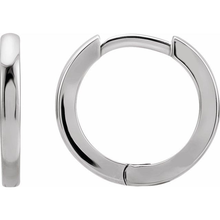 14K White Gold Hinged 15 mm Hoop Earrings