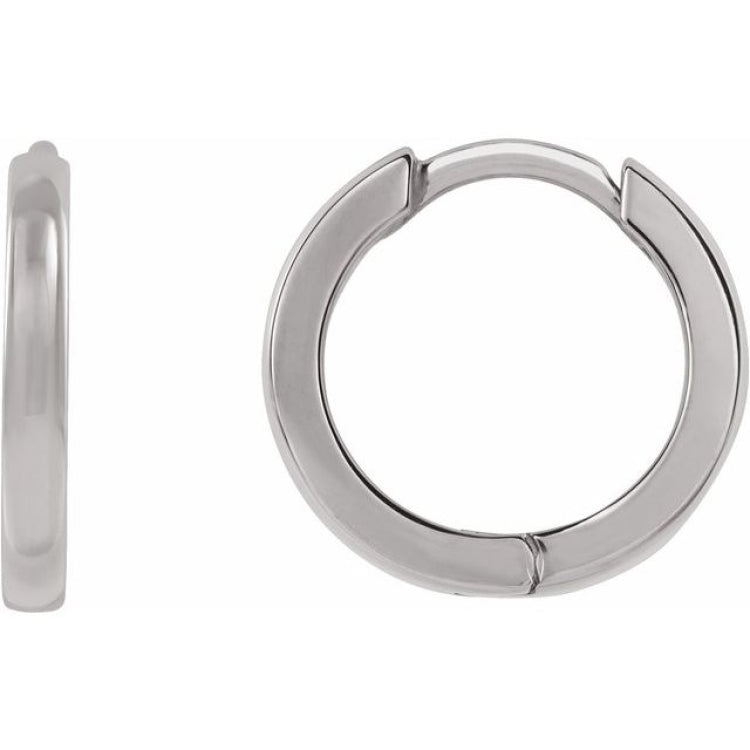 14K White Gold Hinged 10 mm Hoop Earrings