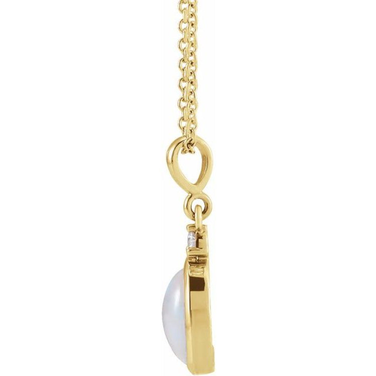 14K Yellow Gold 6x4 mm Natural Ethiopian Opal & .015 CT Natural Diamond 16-18" Necklace