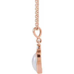 14K Rose Gold 8x6 mm Natural Ethiopian Opal & .03 CT Natural Diamond 16-18" Necklace