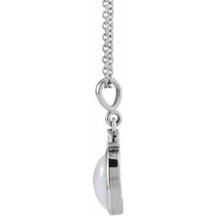 14K White Gold 6x4 mm Natural Ethiopian Opal & .015 CT Natural Diamond 16-18" Necklace