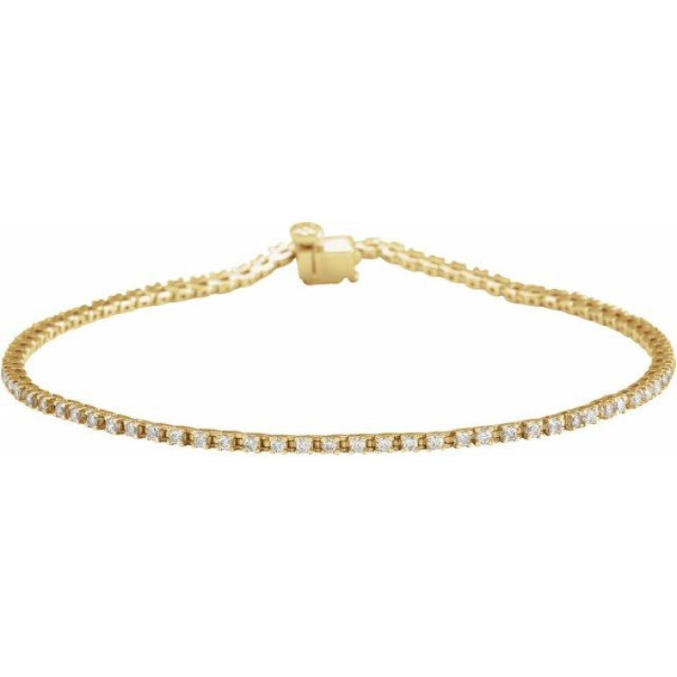 14K Yellow Gold 1 CTW Natural Diamond Line 7 1/4" Bracelet