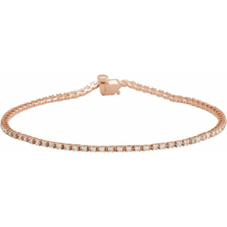 14K Rose Gold 1 CTW Natural Diamond Line 7 1/4" Bracelet