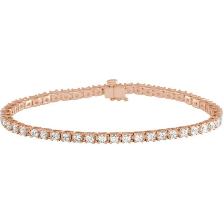 14K Rose Gold 3 CTW Natural Diamond Line 7 1/4" Bracelet
