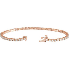 14K Rose Gold 3 CTW Natural Diamond Line 7 1/4" Bracelet