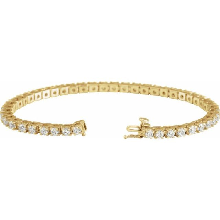 14K Yellow Gold 4 CTW Natural Diamond Line 7 1/4" Bracelet