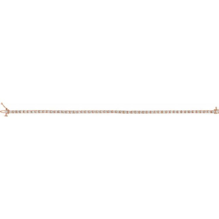 14K Rose Gold 3 CTW Lab-Grown Diamond Line 7 1/4" Bracelet