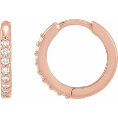 14K Rose Gold 1/8 CTW Natural Diamond Hinged 12.5 mm Hoop Earrings