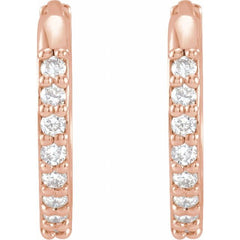14K Rose Gold 1/8 CTW Natural Diamond Hinged 12.5 mm Hoop Earrings