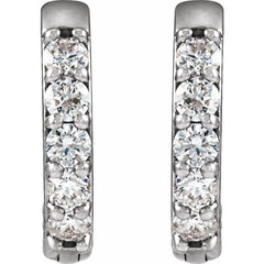 Sterling Silver .08 CTW Natural Diamond Hinged 10 mm Hoop Earrings