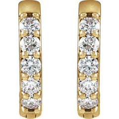 14K Yellow Gold .08 CTW Natural Diamond Hinged 10 mm Hoop Earrings