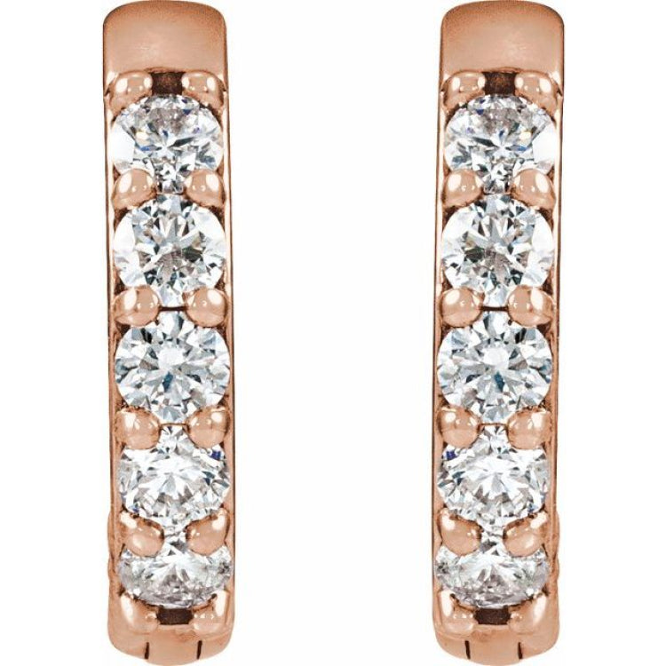 14K Rose Gold .08 CTW Natural Diamond Hinged 10 mm Hoop Earrings