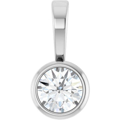 14K White Gold .06 CT Natural Diamond Bezel-Set Solitaire Pendant